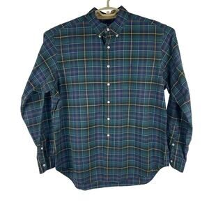 Ralph Lauren Green Blue Tartan Plaid Cotton Button Down Shirt Men's XL Preppy